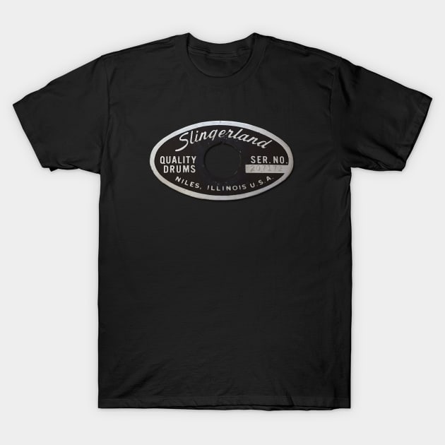 Slingerland Retro Drum Badge T-Shirt by karutees